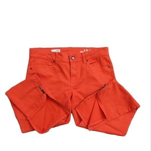 Gap1950 Tomato Red Skinny Jean Zipper Accents